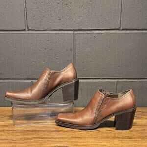 Vintage Y2K MIA Brown Leather Square Toe Ankle Boots Western Booties Womens 10